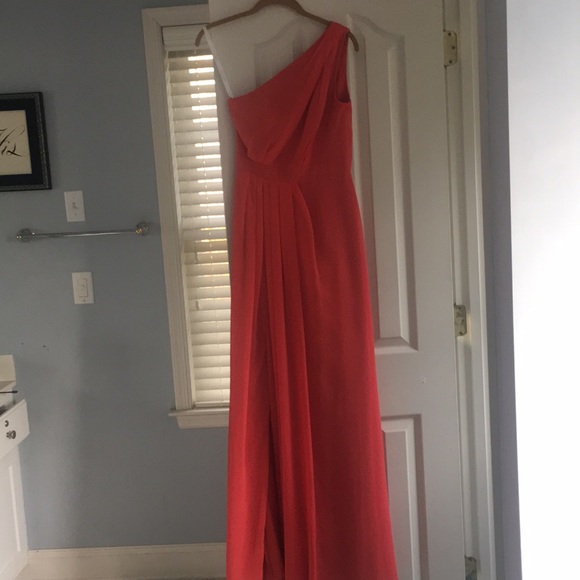 Long One Shoulder Crinkle Chiffon Dress - Picture 2 of 5